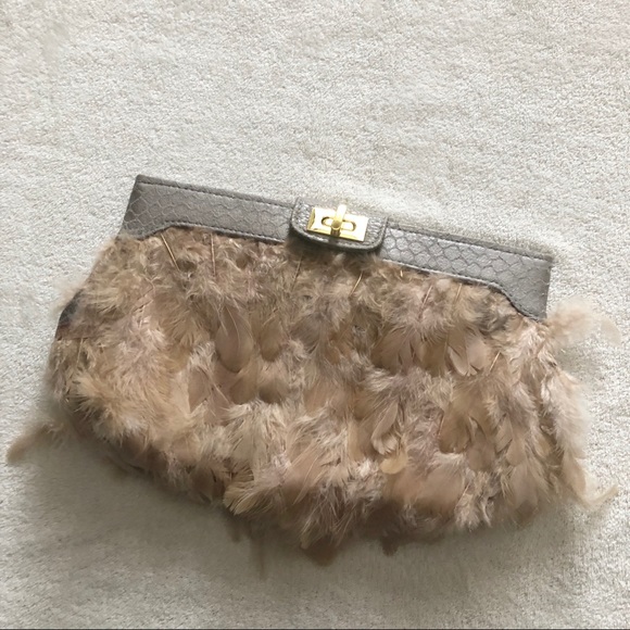 ASOS feather faux suede clutch - Picture 1 of 6